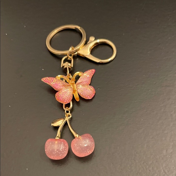 Accessories - Pink Butterfly and Cherry Keychain bag charm